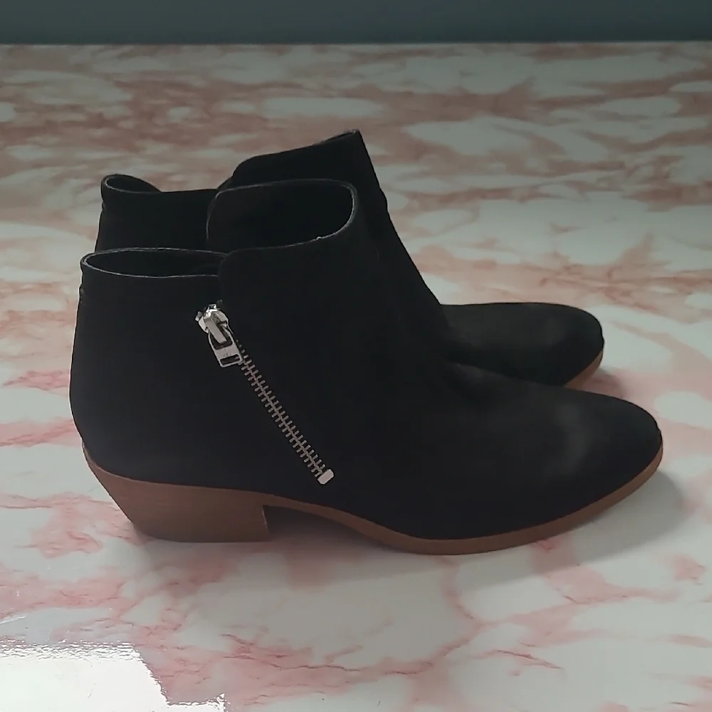 GUC Sam Edelman Packer Black Suede Ankle Boots Double Zipper Sz 7